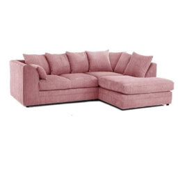 Hannah Jumbo Cord 4 Seater Right Hand Facing Corner Sofa Pink - thumbnail 2