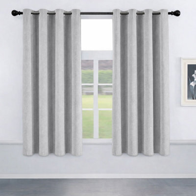 Oxford Homeware Eyelet Silver Linen Effect Curtains Fully Lined 100% Blackout Thermal Insulated Curtain Pair (W)168Cmx(L)137Cm - image 1
