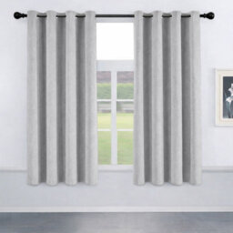 Oxford Homeware Eyelet Silver Linen Effect Curtains Fully Lined 100% Blackout Thermal Insulated Curtain Pair (W)168Cmx(L)137Cm