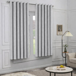 Oxford Homeware Eyelet Silver Linen Effect Curtains Fully Lined 100% Blackout Thermal Insulated Curtain Pair (W)168Cmx(L)137Cm - thumbnail 8