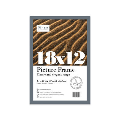 18X12 Grey Picture Frame (45.7 X 30.5Cm) Poster, Photo, Artwork, Gallery Wall Or Print - image 1