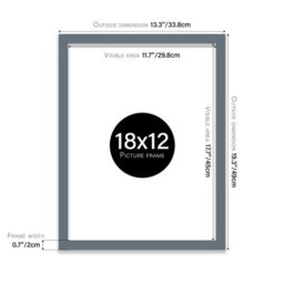 18X12 Grey Picture Frame (45.7 X 30.5Cm) Poster, Photo, Artwork, Gallery Wall Or Print - thumbnail 3