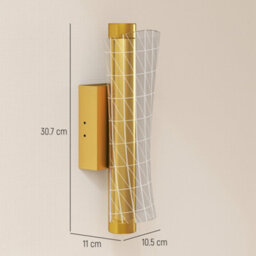 Homcom Led Wall Lamp 2 Pack, Modern Indoor Geometric Wall Light, Gold Tone - thumbnail 3