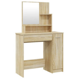 Berkfield Elegant Dressing Table With Mirror Sonoma Oak 86.5X35X136 Cm