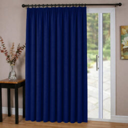 Oxford Homeware Plain Navy 230Gsm Blackout Curtain Thermal Insulated Pencil Pleat For Door Curtain (W)168Cmx(L)213Cm Single Panel - thumbnail 7