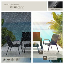 Tectake Garden Furniture Set Nora - Up To 4 People, Textilene Fabric, Weather-Resistant Set 1 (1 X Sofa / 1 X Table / 2 X Armchairs) - Bla - thumbnail 7