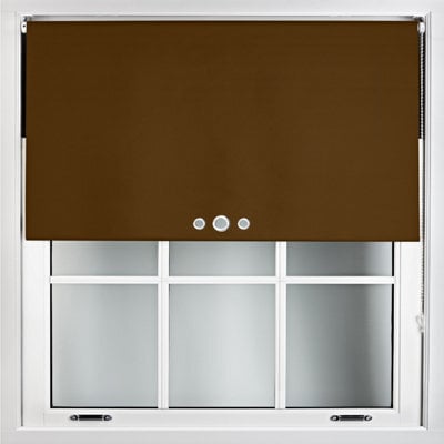 Furnished Blackout Roller Blinds With Triple Round Eyelets & Metal Fittings - Brown (W)225Cm (L)165Cm - image 1