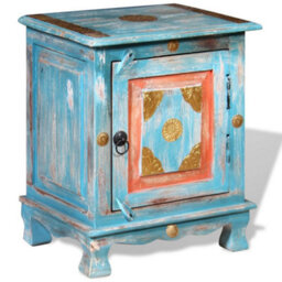 Berkfield Nightstand Solid Mango Wood Blue - thumbnail 1