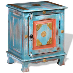 Berkfield Nightstand Solid Mango Wood Blue - thumbnail 5