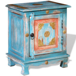 Berkfield Nightstand Solid Mango Wood Blue - thumbnail 4