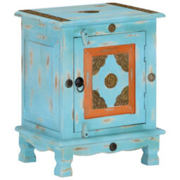 Berkfield Nightstand Solid Mango Wood Blue - thumbnail 3