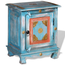 Berkfield Nightstand Solid Mango Wood Blue - thumbnail 2
