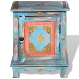 Berkfield Nightstand Solid Mango Wood Blue - thumbnail 7