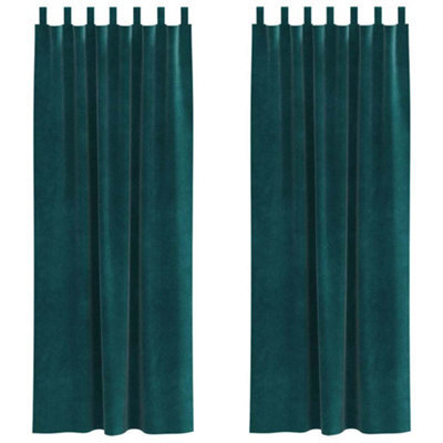Berkfield Modern Blackout Curtains With Hanging Loops 2 Pcs Dark Green Velvet - image 1