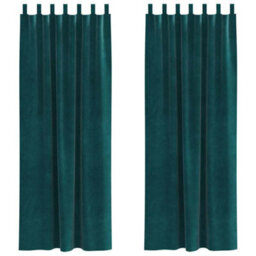 Berkfield Modern Blackout Curtains With Hanging Loops 2 Pcs Dark Green Velvet