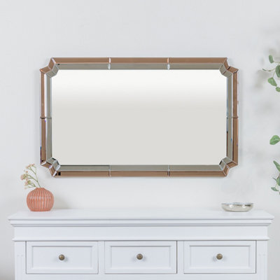 Melody Maison Rectangle Pink Glass Art Deco Wall Mirror 60Cm X 100Cm - image 1