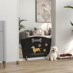 Pawhut Wooden Dog Stopper, Freestanding Dog Gate With Support Feet, Black - thumbnail 1