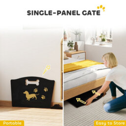 Pawhut Wooden Dog Stopper, Freestanding Dog Gate With Support Feet, Black - thumbnail 5