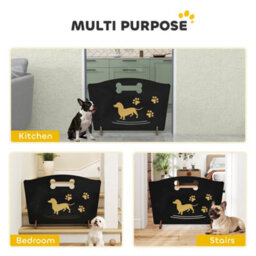 Pawhut Wooden Dog Stopper, Freestanding Dog Gate With Support Feet, Black - thumbnail 4