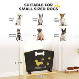 Pawhut Wooden Dog Stopper, Freestanding Dog Gate With Support Feet, Black - thumbnail 3