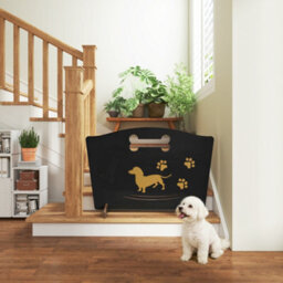 Pawhut Wooden Dog Stopper, Freestanding Dog Gate With Support Feet, Black - thumbnail 8