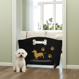 Pawhut Wooden Dog Stopper, Freestanding Dog Gate With Support Feet, Black - thumbnail 7