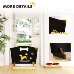 Pawhut Wooden Dog Stopper, Freestanding Dog Gate With Support Feet, Black - thumbnail 6