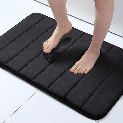 Bathroom Mat Shower Bath Non Slip Memory Foam Rug Soft Absorbent Water Door Mat Black 50 X 80 Cm - image 1