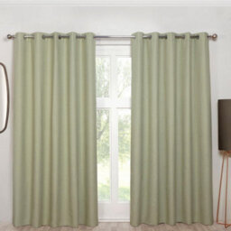 "Sundour Cosmos Blackout Ready Made Solid Colour Eyelet Curtains Green 90X72""" - thumbnail 1