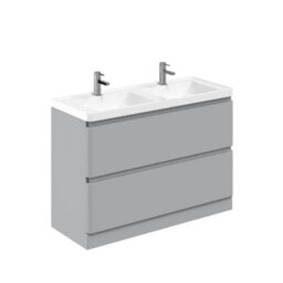 Plum&clay Marvel Gloss Light Grey Floor Standing Bathroom Vanity Unit With Resin Basin (W)1200mm - thumbnail 2