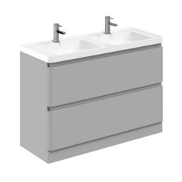 Plum&clay Marvel Gloss Light Grey Floor Standing Bathroom Vanity Unit With Resin Basin (W)1200mm
