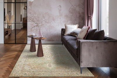 RugsX Wool Carpet Soho 477.01.la402 Osta - Ornament, Rosette, Natural Green Beige 80X160 Cm - image 1