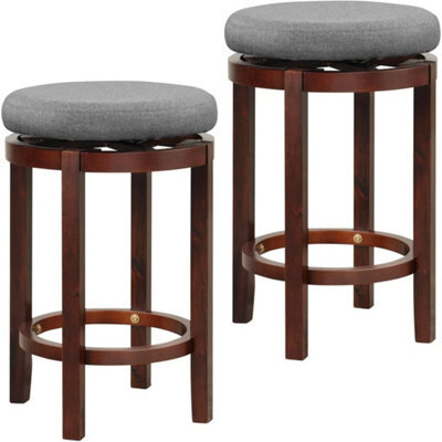 Elegant Set Of 2 Swivel Bar Stools With Padded Cushions For Dining Rooms - image 1