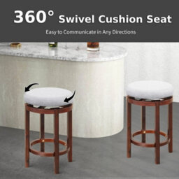 Elegant Set Of 2 Swivel Bar Stools With Padded Cushions For Dining Rooms - thumbnail 5
