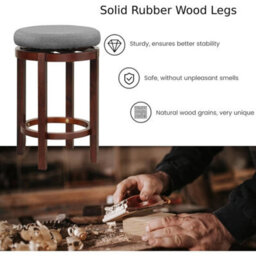 Elegant Set Of 2 Swivel Bar Stools With Padded Cushions For Dining Rooms - thumbnail 4