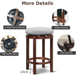 Elegant Set Of 2 Swivel Bar Stools With Padded Cushions For Dining Rooms - thumbnail 6