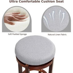 Elegant Set Of 2 Swivel Bar Stools With Padded Cushions For Dining Rooms - thumbnail 3