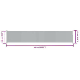 Walplus Patio Retractable Side Awning Garden Sun Shade Canopy Gazebo For Back Door, Porch, Patio 117X600 Cm Grey - thumbnail 8