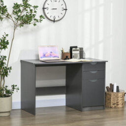 Wyld Haus Sareco 120Cm High-Gloss Grey Home Office Desk With Drawers And Cabinet - thumbnail 3