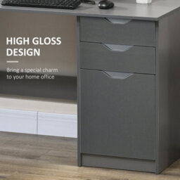 Wyld Haus Sareco 120Cm High-Gloss Grey Home Office Desk With Drawers And Cabinet - thumbnail 6