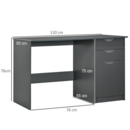 Wyld Haus Sareco 120Cm High-Gloss Grey Home Office Desk With Drawers And Cabinet - thumbnail 4