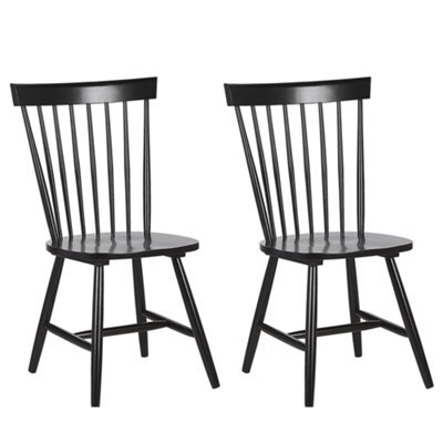 Beliani Set Of 2 Dining Chairs Burges Wood Black - image 1