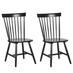 Beliani Set Of 2 Dining Chairs Burges Wood Black - thumbnail 1