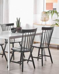 Beliani Set Of 2 Dining Chairs Burges Wood Black - thumbnail 2