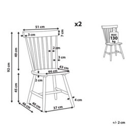 Beliani Set Of 2 Dining Chairs Burges Wood Black - thumbnail 3