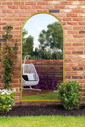 "Mirroroutlet Arcus - Gold Metal Framed Arched Garden Wall Mirror 63"" X 31"" (160Cm X 80Cm)" - thumbnail 1
