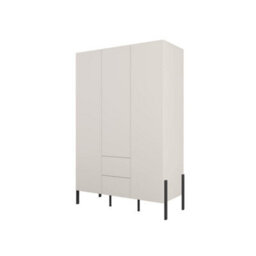 Arte  Yukon Hinged Door Wardrobe 139Cm - Cashmere Finish, Shelves, Hanging Rail & Drawers - thumbnail 1