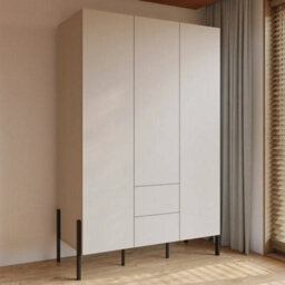 Arte  Yukon Hinged Door Wardrobe 139Cm - Cashmere Finish, Shelves, Hanging Rail & Drawers - thumbnail 5