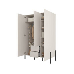 Arte  Yukon Hinged Door Wardrobe 139Cm - Cashmere Finish, Shelves, Hanging Rail & Drawers - thumbnail 2