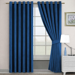 Bedlooms Navy Crushed Velvet Curtains Blackout Thermal Insulated Eyelet Curtain (Pair) 66 X 90 Inches With Tie Back Two - thumbnail 8